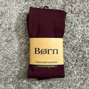 Born Burgundy Velvet Lined Leggings Sz S/M NWT